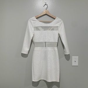 White mini dress with mesh sections. Size XS brand Arden B
